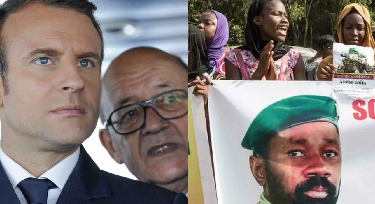 Macron Le Drian et Assimi Goïta